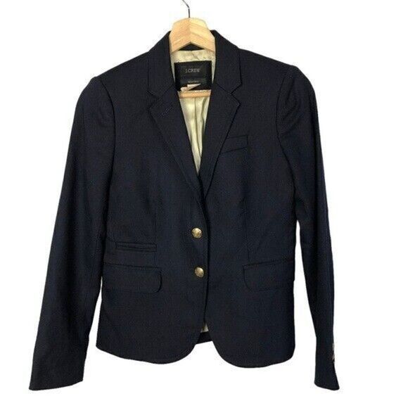 J. Crew Navy Blue Schoolboy Wool Blazer 00 - Picture 2 of 4
